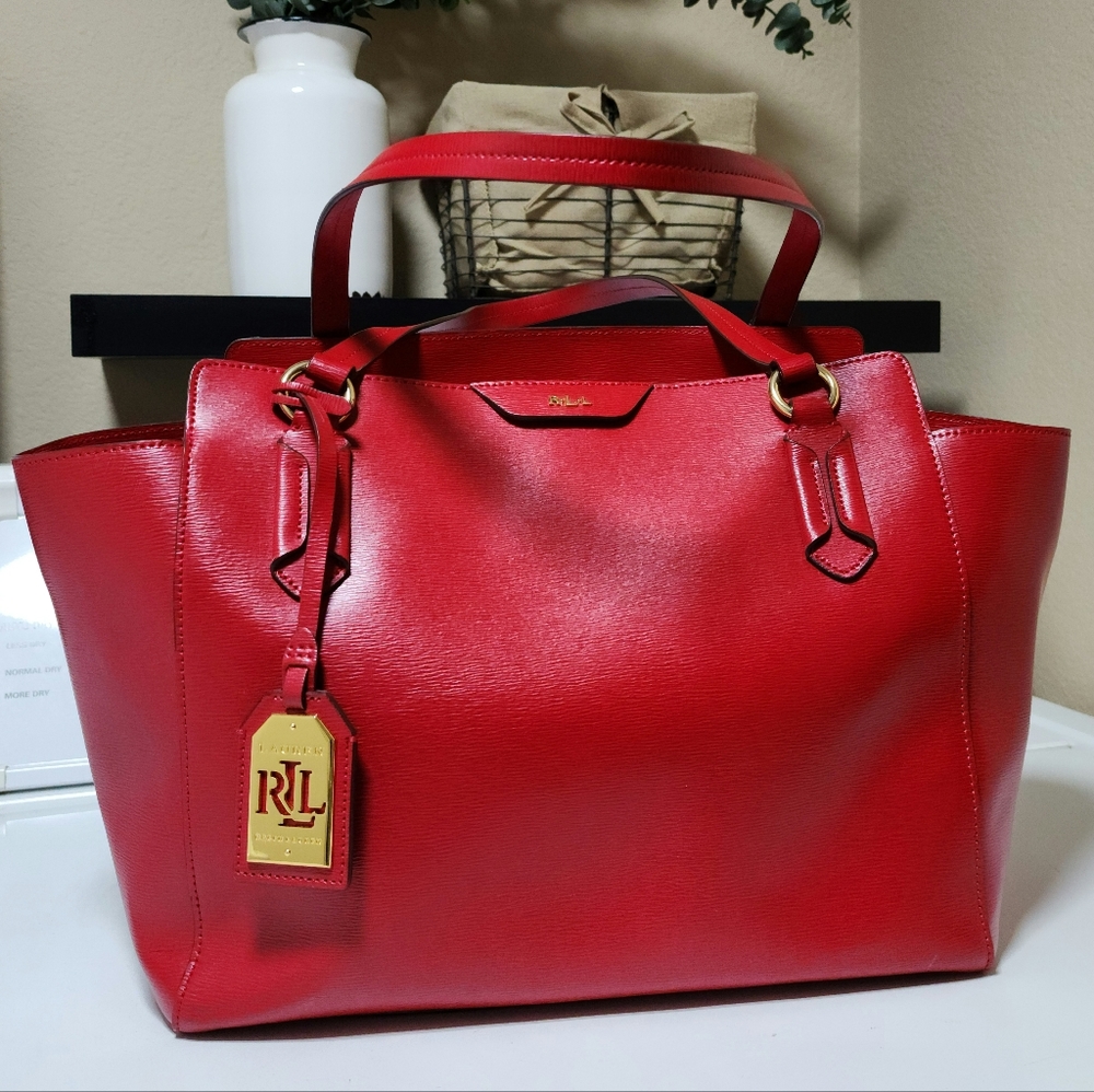 EUC 😍 Lipstick Red Lauren Ralph Lauren Tate Modern Shopper Bag